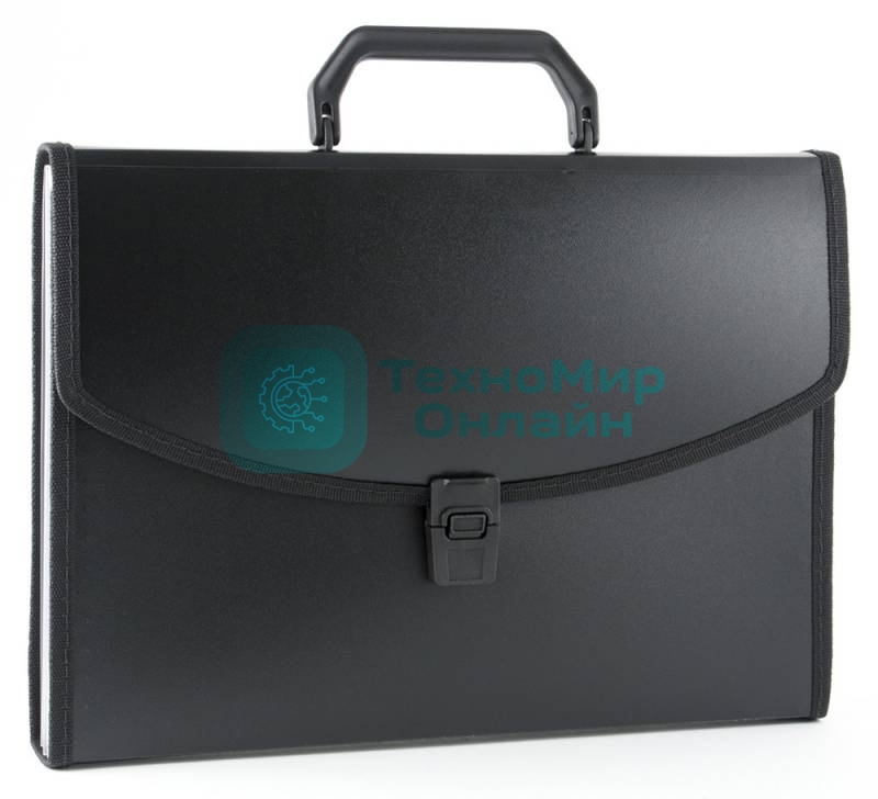 Папка-портфель Бюрократ -BPP13LBLCK 13 отделений, A4 с окантовкой, пластик, 0.7мм, черный