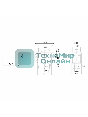 Выключатель клавишный Rexant 12V 35А (4с) ON-OFF с желтой LED подсветкой