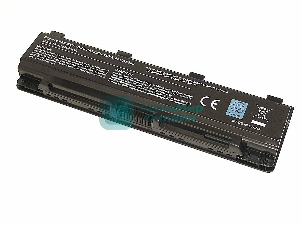 Аккумуляторная батарея для ноутбука Toshiba Satellite C800 (PA5024U-1BRS) 10.8V 5200mAh OEM черный