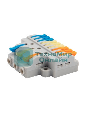 Клемма СМК Rexant 3х3 проходная разветвительная 3 полюса, с монтажной площадкой (1 ввод, 3 вывода на полюс), (4 шт/уп)