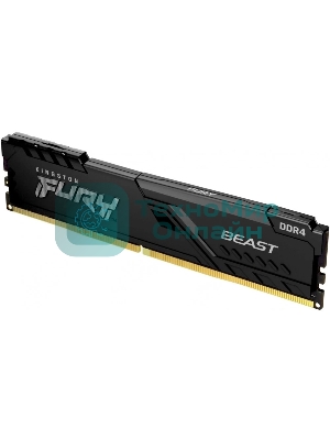 Оперативная память Kingston Fury Beast, DDR4, 16GB (1x16GB), 3600MHz, CL18, DIMM, с радиатором, черный