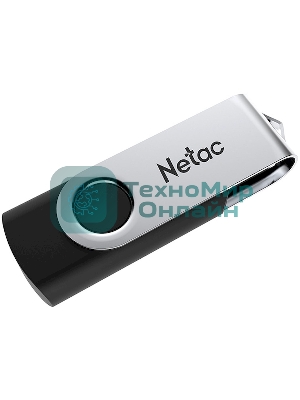 Флешка USB Netac U505 (NT03U505N-032G-20BK), 32Gb, USB 2.0, R/W 70/30, черный/серебристый