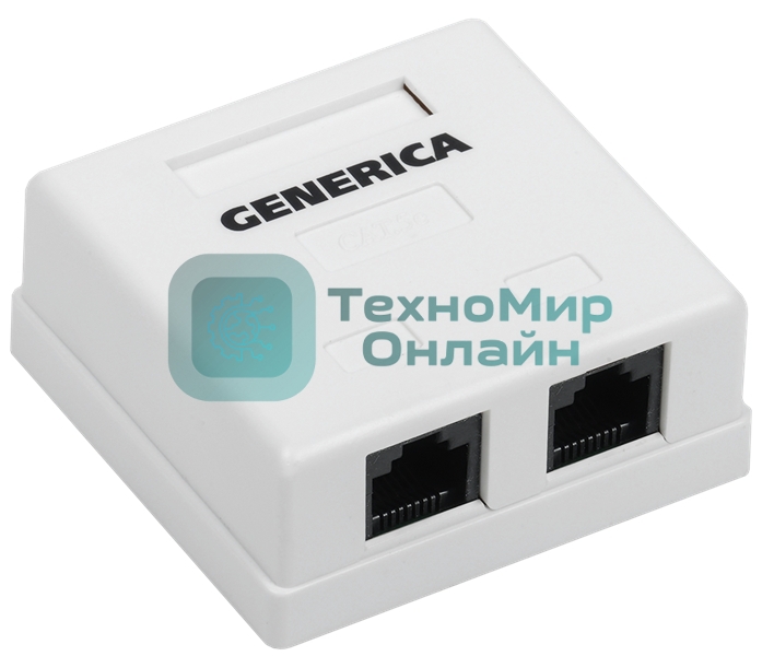 Розетка компьютерная информационная настенная RJ45 кат. 5Е UTP 2 порта GENERICA