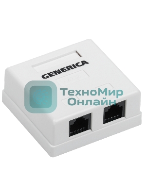 Розетка компьютерная информационная настенная RJ45 кат. 5Е UTP 2 порта GENERICA