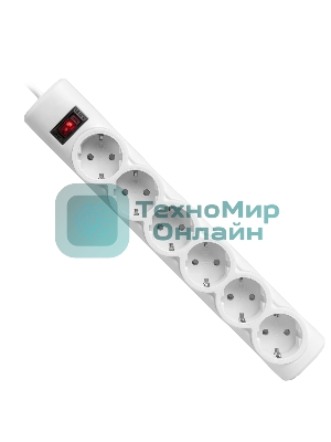 Сетевой фильтр Defender DFS 153 3 м, белый, 6 розеток