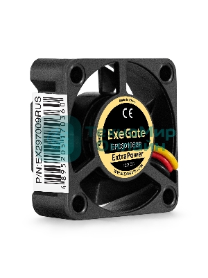 Вентилятор для корпуса ExeGate ExtraPower EP03010S3P черный, 30 мм, 10500 об/мин, 29 дБ, 3 pin