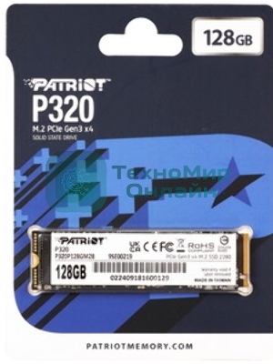 Накопитель SSD Patriot P320, 128Gb, PCIe 3.0 x4, M.2 2280, NVMe, R/W 1600/1000