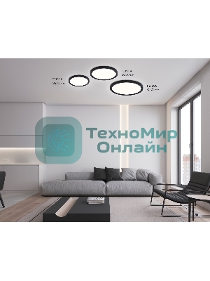 Светильник светодиодный ультратонкий Ambrella light FZ1902 BK черный IP54 13W 3000K-6500K CCT-переключатель D230*25 (Без ПДУ)