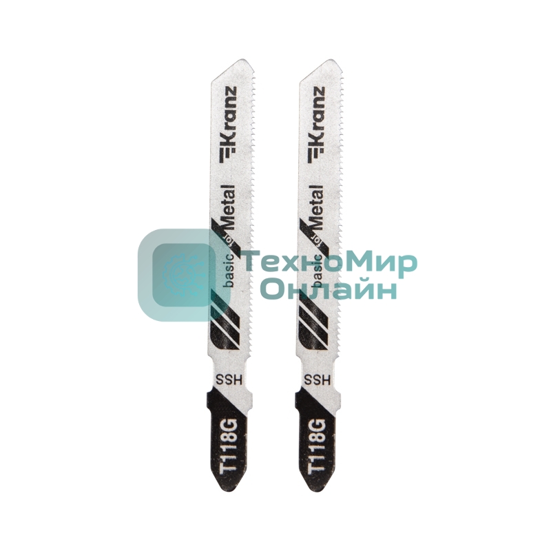 Пилка для электролобзика по металлу Kranz T118G 76 мм 25 зубьев на дюйм 0,9-1,2 мм (2 шт./уп.)