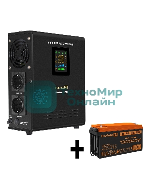 Комплект источника бесперебойного питания Exegate EX295995RUS + батарея 65Aч EX282982RUS 1шт (инвертор, синус, для котла, настенный) ExeGate FineSine SX-500.LCD.AVR.2SH <500VA/300W, чистая синусоида, цветной LCD-дисплей, AVR, 2*Schuko, линейно-интерактивный, крепление настенное/универсальное, черный> + батарея ExeGate HR 12-65 (12В, 65Ач) 1шт