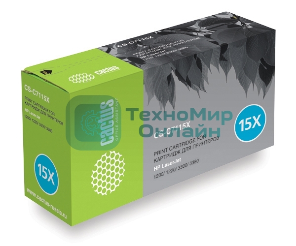 Картридж лазерный Cactus CS-C7115XS черный (3500 стр.) для HP LJ 1200/1220/3300/3380