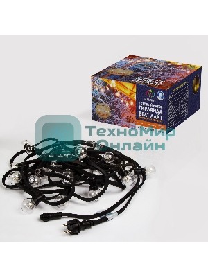 Гирлянда Neon-night LED Galaxy Bulb String 10м, черный каучук, 30 лампx6 LED теплый белый, влагостойкая IP65