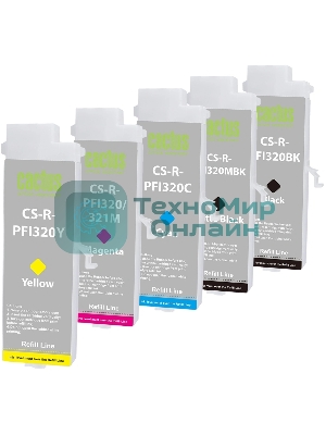 Картридж перезаправляемый струйный Cactus CS-R-PFI320/321SET набор 5шт.упак. для Canon imagePROGRAF TM-200/200MFP/205/300/300MFP/305/250/255/350/355 без чипа