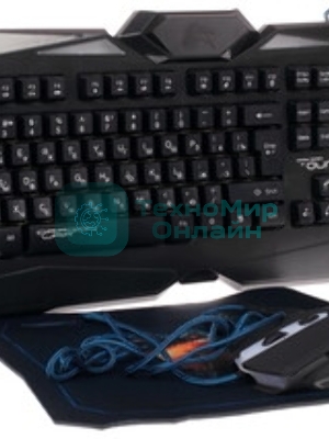 Комплект клавиатура+мышь Qumo Spirit of Wisdom проводной, USB, 2400 DPI, чёрный