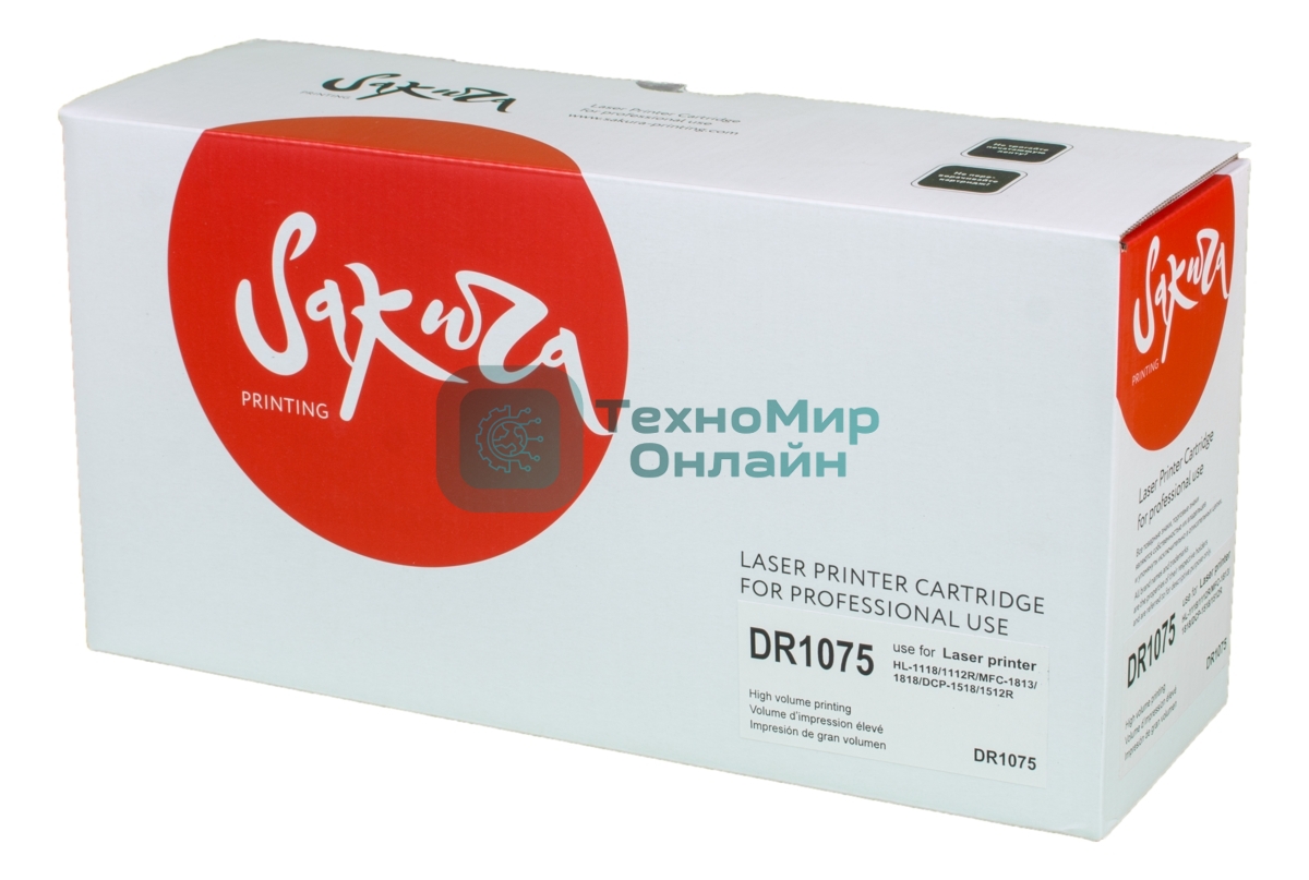 Фотобарабан Sakura DR1075 для Brother HL-1110/1112/1510/1512/1810/1815, 12000 к.