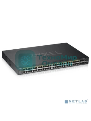 Коммутатор Zyxel GS1920-48HPv2 Hybrid Smart switch PoE+ Zyxel Nebula Flex, 44xGE PoE+, 4xCombo (SFP/RJ-45 PoE+), 2xSFP, budget PoE 375W, Standalone/cloud management