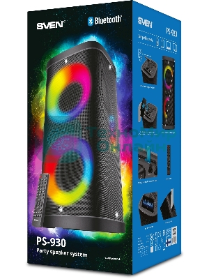 Колонка порт. SVEN АС PS-930 черный 150W 1.0 BT/3.5Jack 7200mAh