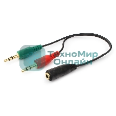 Кабель аудио сигнала Cablexpert, Jack3.5 нушники + 3.5 микрофон-> Jack3.5 4pin, длина 20 см, черный