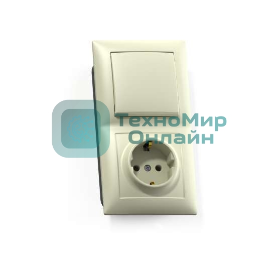Блок Кунцево-Электро СП БКВР-411 Селена (1-кл. выкл. + розетка с заземл.) сл. кость