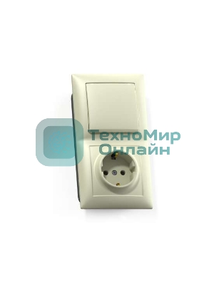 Блок Кунцево-Электро СП БКВР-411 Селена (1-кл. выкл. + розетка с заземл.) сл. кость