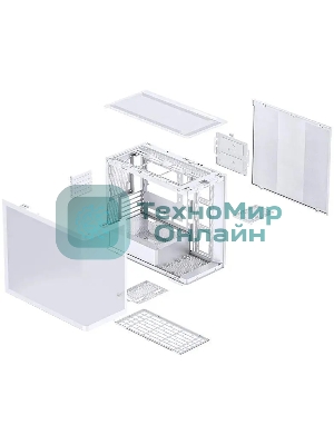 Корпус без блока питания JONSBO D300, Mini-Tower, TG, no fan, 2xUSB-A 3.2 + 1xUSB-C 3.2, mATX, mITX White