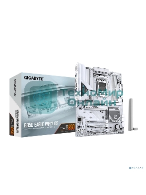 Материнская плата Gigabyte B850 EAGLE WIFI7 ICE, AM5, AMD B850, 4xDDR5, 4xSATA, 3xM.2, 1xPCIe 5.0 x16, 1xPCIe 4.0 x4, 2xPCIe 3.0 x1, 1xDP (v1.4), 1xHDMI, 1x2.5Gb LAN, Wi-Fi 7, Bluetooth 5.4, 1xUSB-C 5Gbps, 2xUSB-A 10Gbps, 2xUSB-A 5Gbps, 4xUSB-A 2.0, 3x3.5 мм, 7.1, ATX