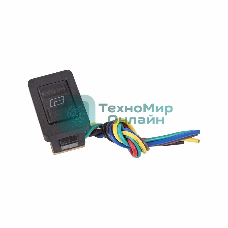 Выключатель (стеклоподъемника) Rexant клавишный 12V 20А (6с) (ON)-OFF-(ON) черный с подсветкой и проводом