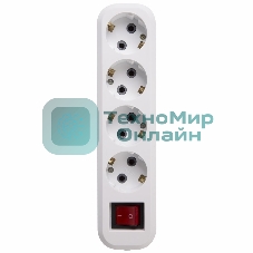 Колодка 4 гнезда Rexant с кнопкой c заземлением