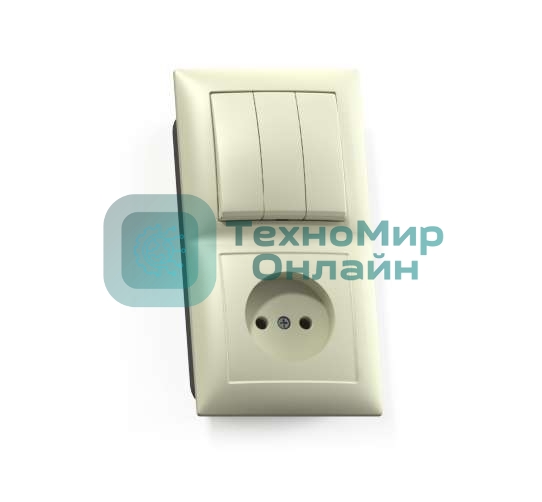 Блок Кунцево-Электро СП БКВР-410 Селена (3-кл. выкл. + розетка) сл. кость
