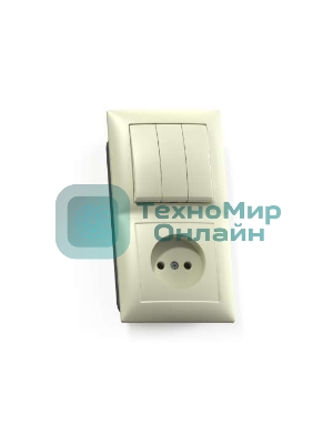 Блок Кунцево-Электро СП БКВР-410 Селена (3-кл. выкл. + розетка) сл. кость