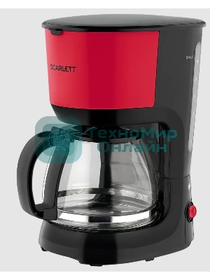 Кофеварка капельная Scarlett SC-CM33013 красный/черный, исп. кофе - молотый, 1.25 л, 750 Вт.