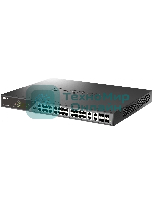 Коммутатор сетевой Smart L2 Surveillance Switch 24х1000Base-T PoE (8 PoE ports 802.3bt 90W), 4xCombo 1000Base-T PoE/SFP, PoE Budget 518W, Long-range PoE up to 250m