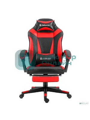Кресло Defender CRUISER BLACK/RED черный/красный, экокожа, подставка для ног