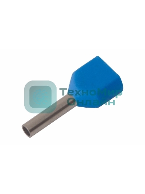 Наконечник штыревой втулочный изолированный Rexant F-8 мм 2х0.75 мм² (НШВи(2) 0.75-8/НГи2 0,75-8) синий
