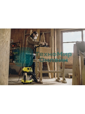 Строительный пылесос Karcher WD 3 P S V-17/4/20 желтый, 1000 Вт, уборка сухая/сбор воды, пылесборник мешок/контейнер, 17 л