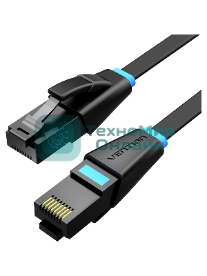 Патч-корд Vention прямой UTP cat.6, RJ45 - 8м. плоский черный