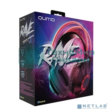 Беспроводные/проводные наушники QUMO Party Rave BT 0077 красный, накладные, Bluetooth + проводной, до 10 ч