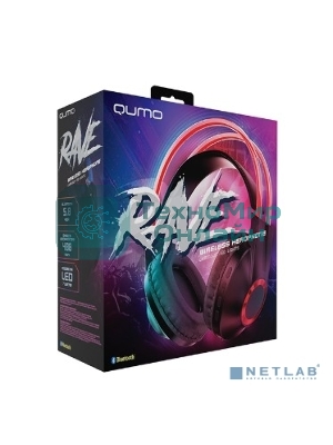 Беспроводные/проводные наушники QUMO Party Rave BT 0077 красный, накладные, Bluetooth + проводной, до 10 ч