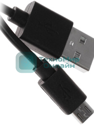 Кабель Qumo light series, USB-MicroUSB, 1м, 5В, 1A, опл. PVC, кон. PVC, черный
