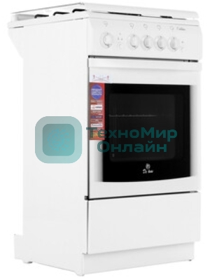 Плита газовая De Luxe 5040.36Г (КР) белый, конфорок 4 шт, духовка 43 л, 50 см x 85 см x 50 см
