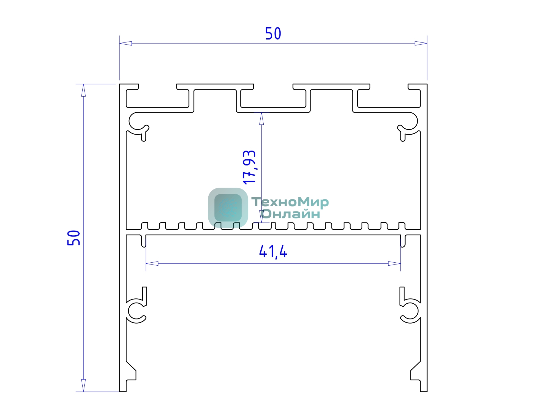 Алюминиевый профиль Ambrella light GP3100BK черный 2000*50*50