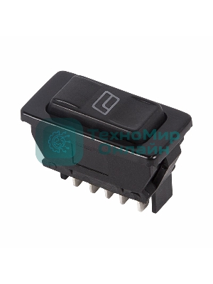 Выключатель (стеклоподъемника) Rexant клавишный 12V 20А (5с) (ON)-OFF-(ON) черный с подсветкой