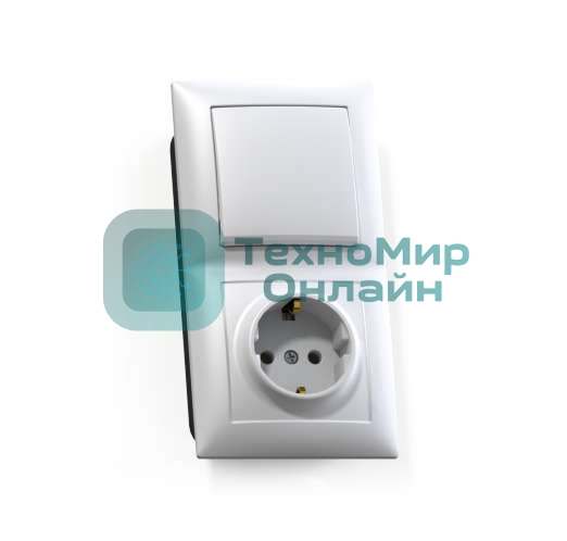 Блок Кунцево-Электро СП БКВР-411 Селена (1-кл. выкл. + розетка с заземл.) белый