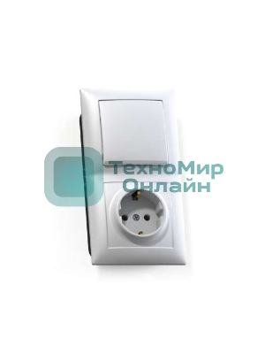 Блок Кунцево-Электро СП БКВР-411 Селена (1-кл. выкл. + розетка с заземл.) белый
