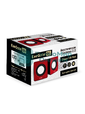 Акустическая система 2.0 ExeGate EX289920RUS Disco 140 Red (питание USB, 2х3Вт (6Вт RMS), 100-20000Гц, красный)