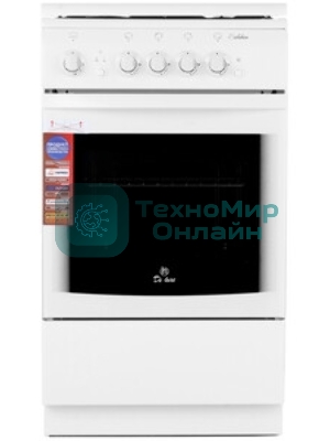 Плита газовая De Luxe 5040.36Г (КР) белый, конфорок 4 шт, духовка 43 л, 50 см x 85 см x 50 см