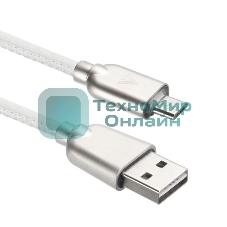 Кабель USB ACD-Allure MicroUSB - USB-A Кожа, 1м, белый