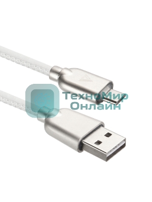 Кабель USB ACD-Allure MicroUSB - USB-A Кожа, 1м, белый