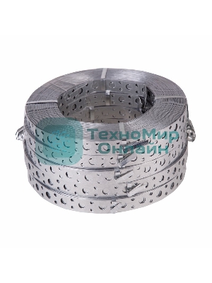 Лента полоса монтажная оцинкованная, перфорированная прямая Rexant, 20х0,70 мм, рулон 25 м