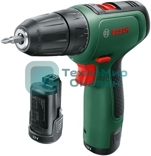 Дрель-шуруповерт Bosch EasyDrill 1200, 12 В, 1.5 Ач, 30 Нм, щеточный